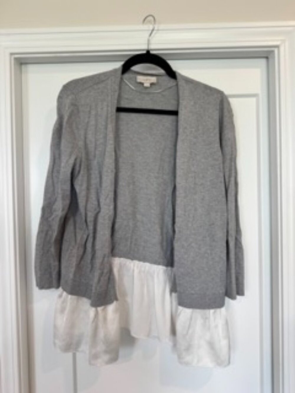 LOFT Gray Cardigan with white accent
